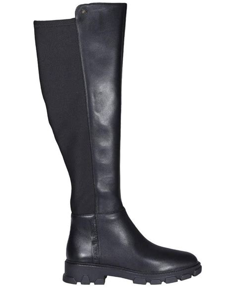 michael kors ridley knee high black flat boots|Michael Kors ridley leather boots.